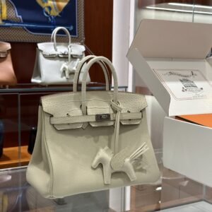 DDMode Birkin Touch Togo & Matte Alligator Creamy White Silver Hardware 25cm Full Handmade Phw