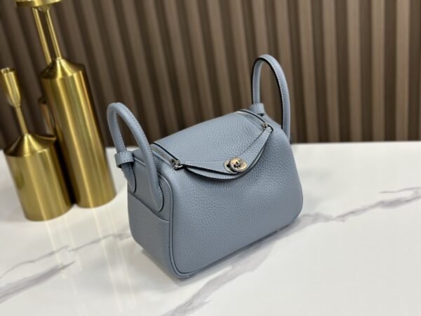 DDMode Mini Lindy Togo Linen blue Silver Hardware 19cm Full Handmade