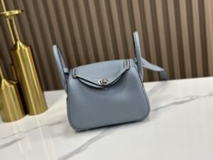 DDMode Mini Lindy Togo Linen blue Silver Hardware 19cm Full Handmade