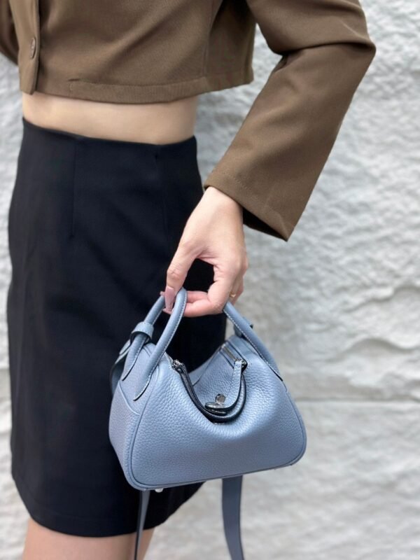 DDMode Mini Lindy Togo Linen blue Silver Hardware 19cm Full Handmade