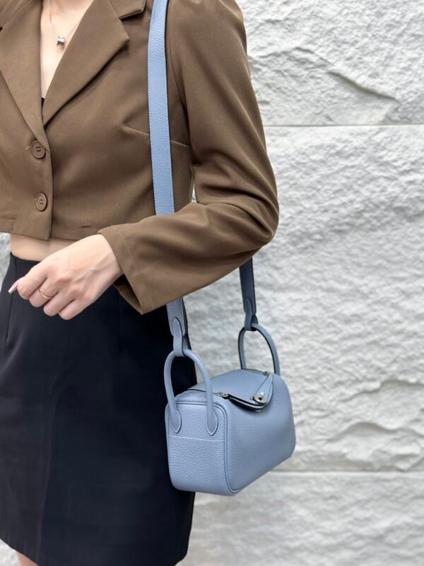 DDMode Mini Lindy Togo Linen blue Silver Hardware 19cm Full Handmade