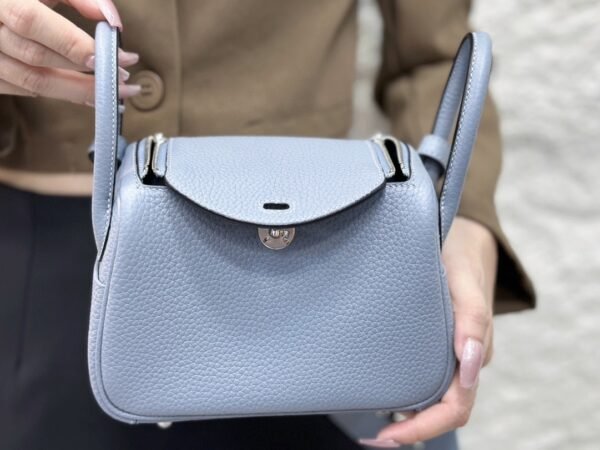 DDMode Mini Lindy Togo Linen blue Silver Hardware 19cm Full Handmade