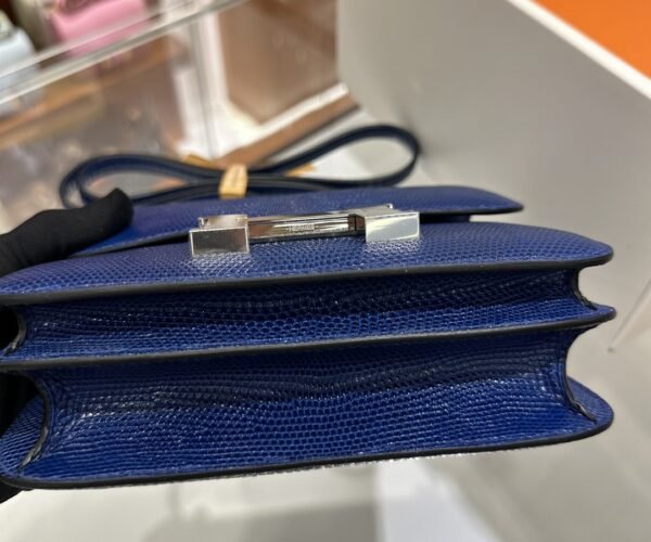 DDMode Constance Lizard Leather Gem Blue Silver Hardware 19cm Full Handmade