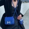 DDMode Constance Lizard Leather Gem Blue Silver Hardware 19cm Full Handmade