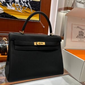 DDMode Kelly Togo Leather Black Gold Hardware 32cm Full Handmade