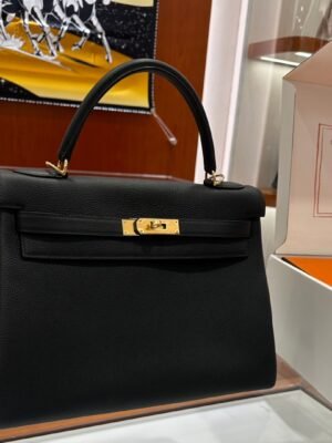 DDMode Kelly Togo Leather Black Gold Hardware 32cm Full Handmade
