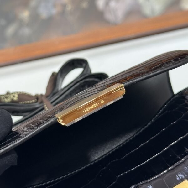 DDMode Constance Shiny Alligator crocodile Black Gold Hardware 19cm Full Handmade