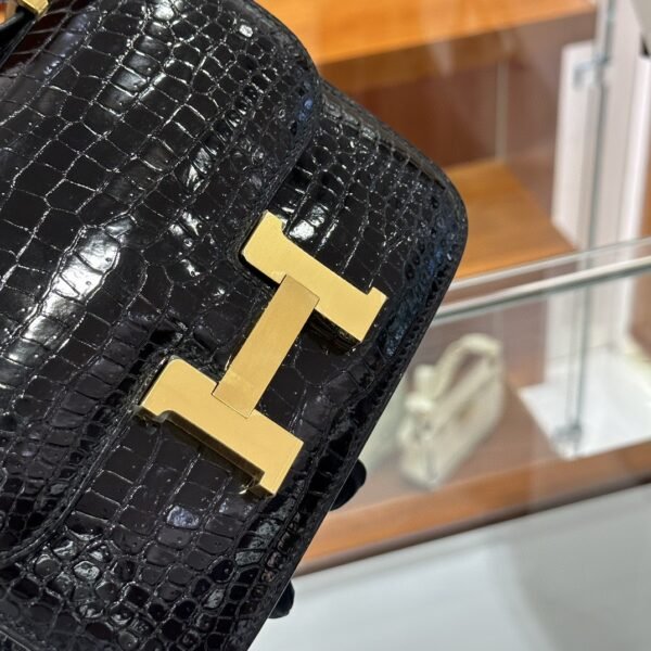 DDMode Constance Shiny Alligator crocodile Black Gold Hardware 19cm Full Handmade