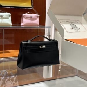 DDMode Mini Kelly potteche Shiny Box Black Silver Hardware 22cm Full Handmade