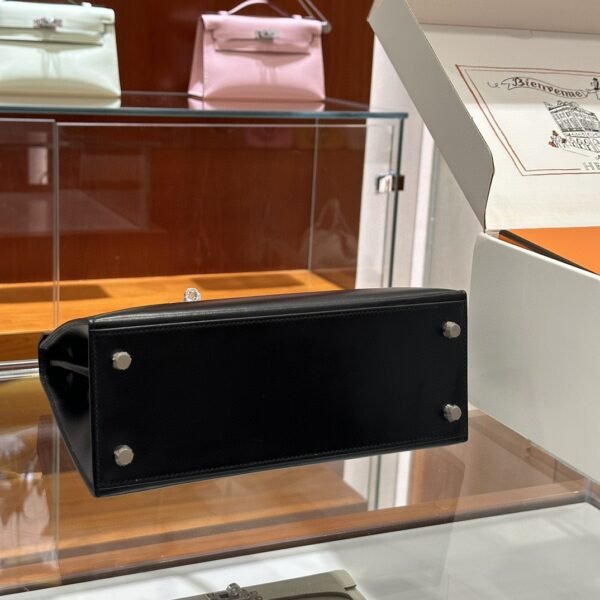 DDMode Kelly Shiny Box Leather Black Silver Hardware 25cm Full Handmade