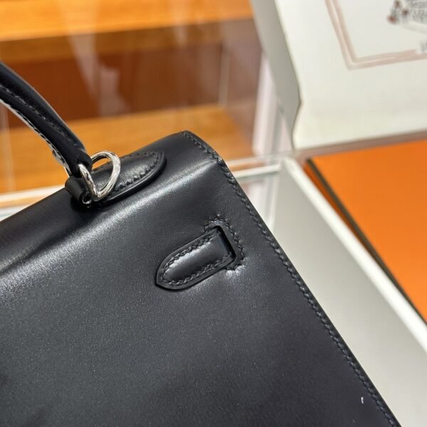 DDMode Kelly Shiny Box Leather Black Silver Hardware 25cm Full Handmade