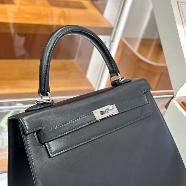 DDMode Kelly Shiny Box Leather Black Silver Hardware 25cm Full Handmade