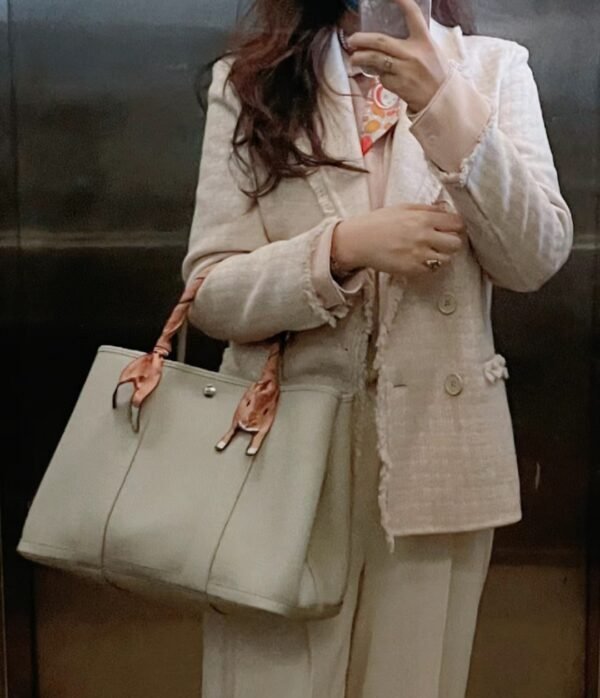 DDMode Garden Party Togo Creamy White Silver Hardware 36cm Full Handmade Phw