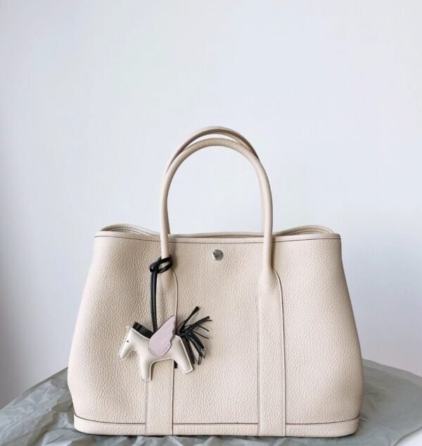 DDMode Garden Party Togo Creamy White Silver Hardware 36cm Full Handmade Phw