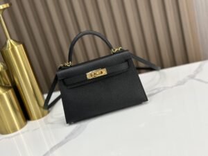 DDMode Mini Kelly Epsom Black Gold Hardware 19cm Full Handmade Ghw