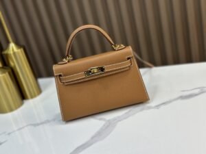 DDMode Mini Kelly Epsom Golden Brown Gold Hardware 19cm Full Handmade Ghw