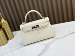 DDMode Mini Kelly Epsom Creamy White Silver Hardware 19cm Full Handmade Phw