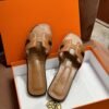 DDMode New embroider slipper Leather Golden Brown Full Handmade