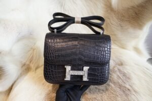 DDMode Hermes CK89 Nior Matte Crocodile Constance 19CM Lizard Buckle