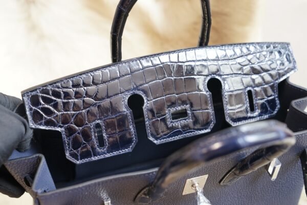 DDMode Wechat Hermes Togo / Shiny Crocodile Touch Birkin 25CM 2Z Blue Nuit