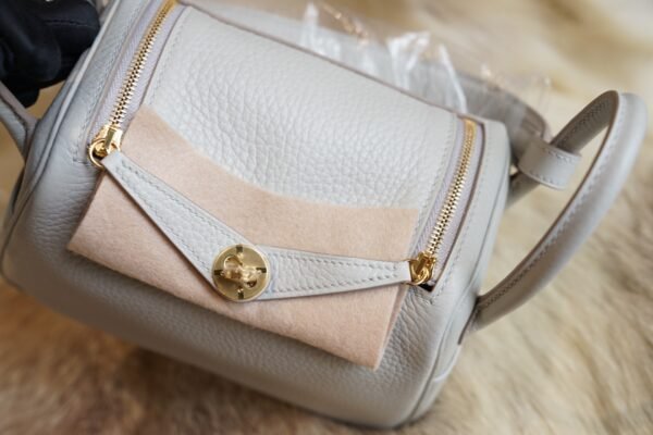 DDMode Hermes Mini Lindy 19CM CK80 Gris Pearl Clemence Gold Hardware
