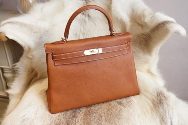 DDMode Hermes Kelly Retourne 32CM 34 Fauve Barenia Leather Gold Hardware