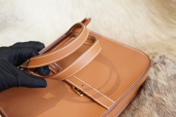 DDMode Factory Hermes Halzan 25CM CK37 Gold Evercolor Leather Gold Hardware