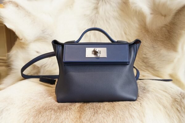 DDMode Hermes 2Z Blue Nuit Mini Kelly 2424 Evercolor Leather Silver Hardware