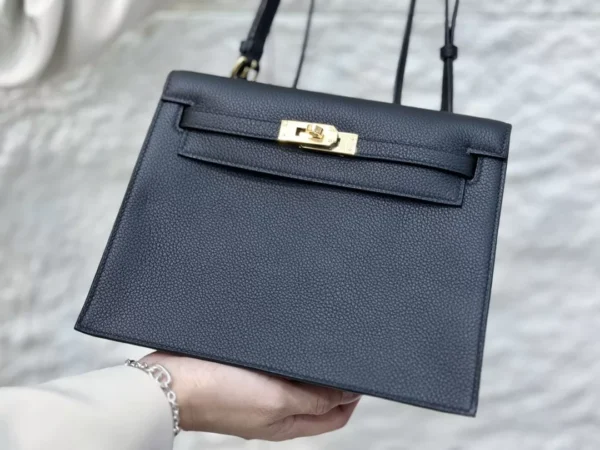 DDMode Hermès Kelly Danse Evercolor Black Gold Hardware 24cm Full Handmade Ghw