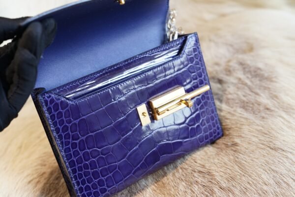 DDMode Factory Shiny Crocodile Verrou Mini 17CM M3 Blue Encre Gold Hardware