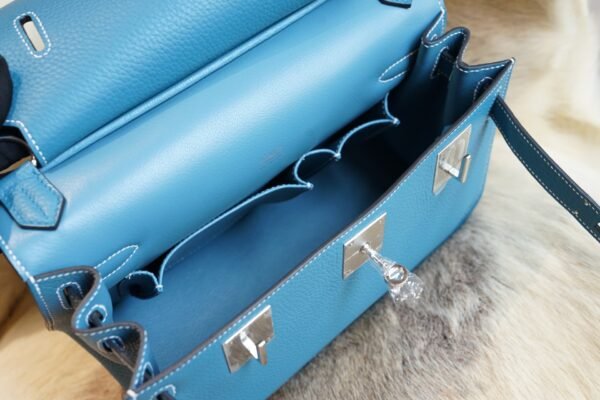 DDMode Factory Hermes Jypsiere 29CM 75 Blue Jean Clemence Silver Hardware