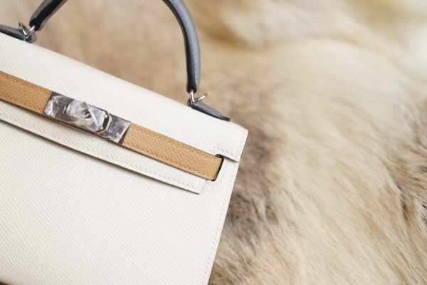 DDMode Hermes 8L Beton / Chai / Etain Epsom Mini Kelly 19CM Silver Hardware
