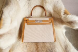 DDMode Hermes Beige Canvas & 4B Biscuit Swift Kelly Sellier 28CM Silver Hardware