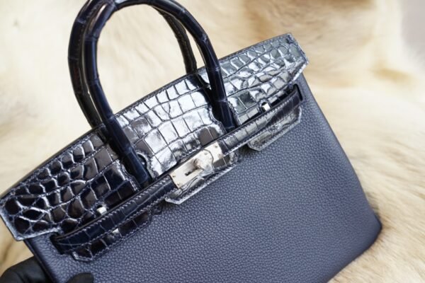 DDMode Wechat Hermes Togo / Shiny Crocodile Touch Birkin 25CM 2Z Blue Nuit