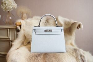 DDMode Hermes Kelly Sellier 28CM T0 Blue Brume Chevre Leather Silver Hardware