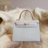 DDMode Hermes T0 Blue Brume / 3Q Rose Sakura Chevre Kelly 25CM Brush Gold