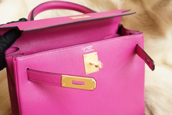 DDMode Factory Hermes Kelly 28CM L3 Rose Purple Chevre Leather Gold Hardware
