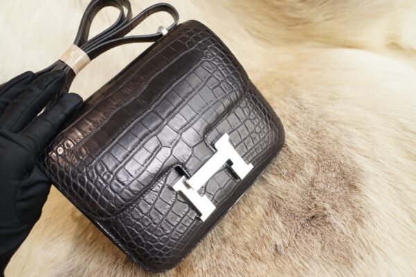 DDMode Wechat Hermes CK89 Nior Matte Crocodile Constance 19CM Silver Hardware