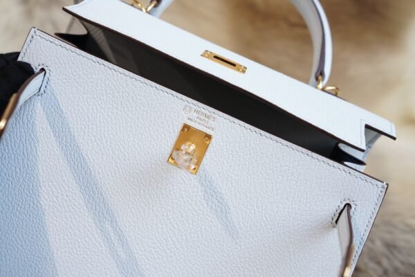 DDMode Wechat Hermes T0 Blue Brume Chevre Leather Kelly 25CM Gold Hardware