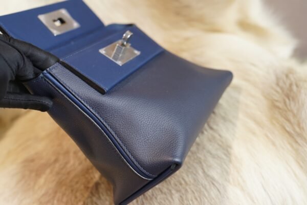 DDMode Hermes 2Z Blue Nuit Mini Kelly 2424 Evercolor Leather Silver Hardware
