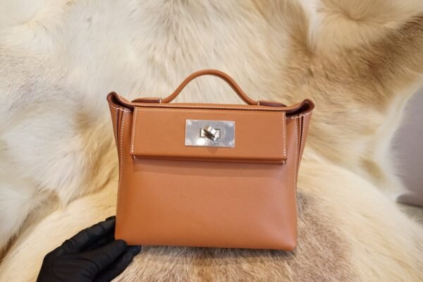 DDMode Hermes CK37 Gold Evercolor Leather Mini Kelly 2424 Silver Hardware