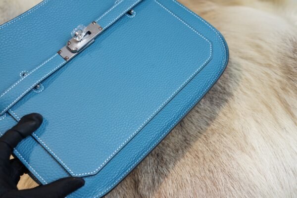 DDMode Factory Hermes Jypsiere 29CM 75 Blue Jean Clemence Silver Hardware