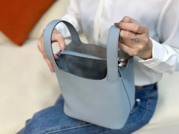 DDMode Factory Picotin Togo Linen blue Silver Hardware 18cm Full Handmade