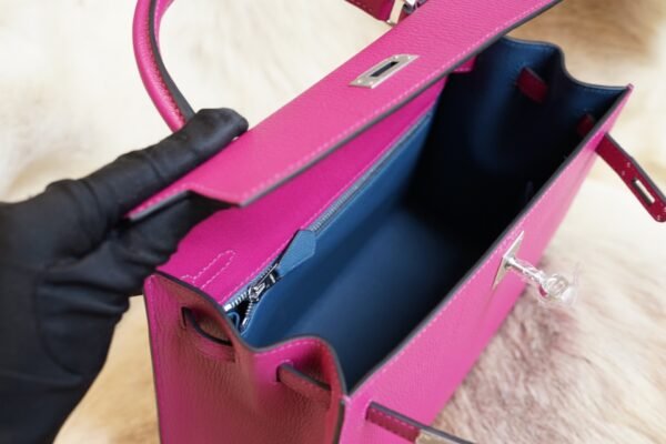 DDMode Wechat Hermes Kelly Sellier 25CM L3 Rose Purple Chevre Leather Silver Hardware