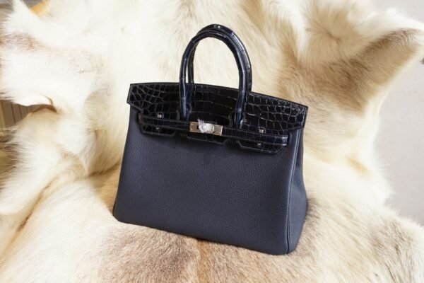 DDMode Wechat Hermes Togo / Shiny Crocodile Touch Birkin 25CM 2Z Blue Nuit