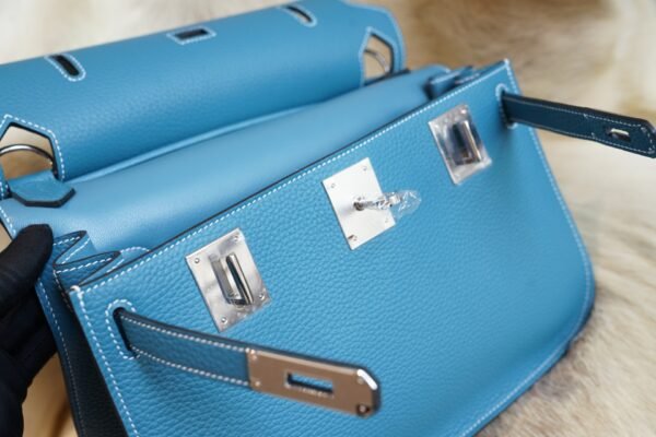 DDMode Factory Hermes Jypsiere 29CM 75 Blue Jean Clemence Silver Hardware