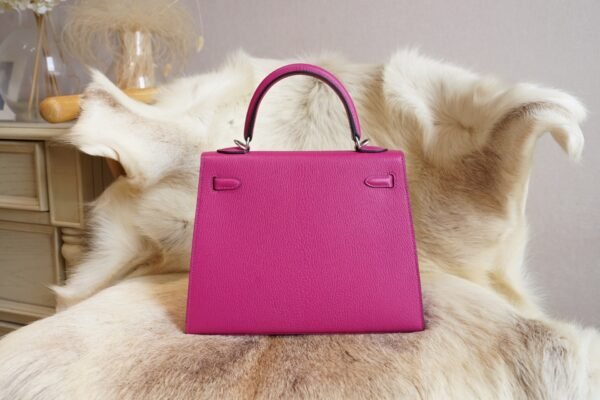 DDMode Wechat Hermes Kelly Sellier 25CM L3 Rose Purple Chevre Leather Silver Hardware