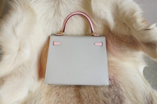 DDMode Hermes T0 Blue Brume / 3Q Rose Sakura Chevre Kelly 25CM Brush Gold