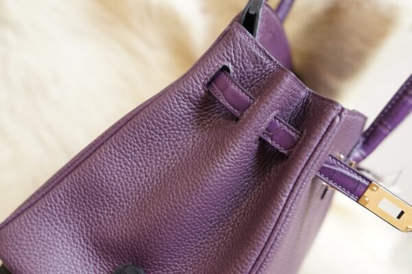 DDMode Hermes Touch Birkin 25CM Togo / Crocodile Leather 9G Amethyst Gold Hardware