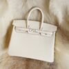DDMode Whatsapp Hermes Birkin 25CM CK10 Craie Jonathan Leather Silver Hardware